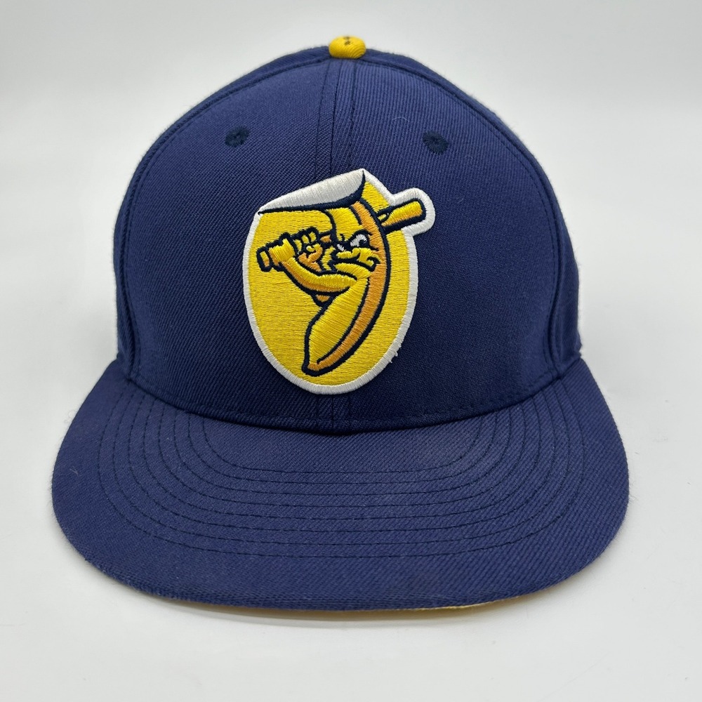 Baseballism Hat Baseball Cap Mens 7 1-8 Blue Yellow Savannah Bananas Fitted Logo